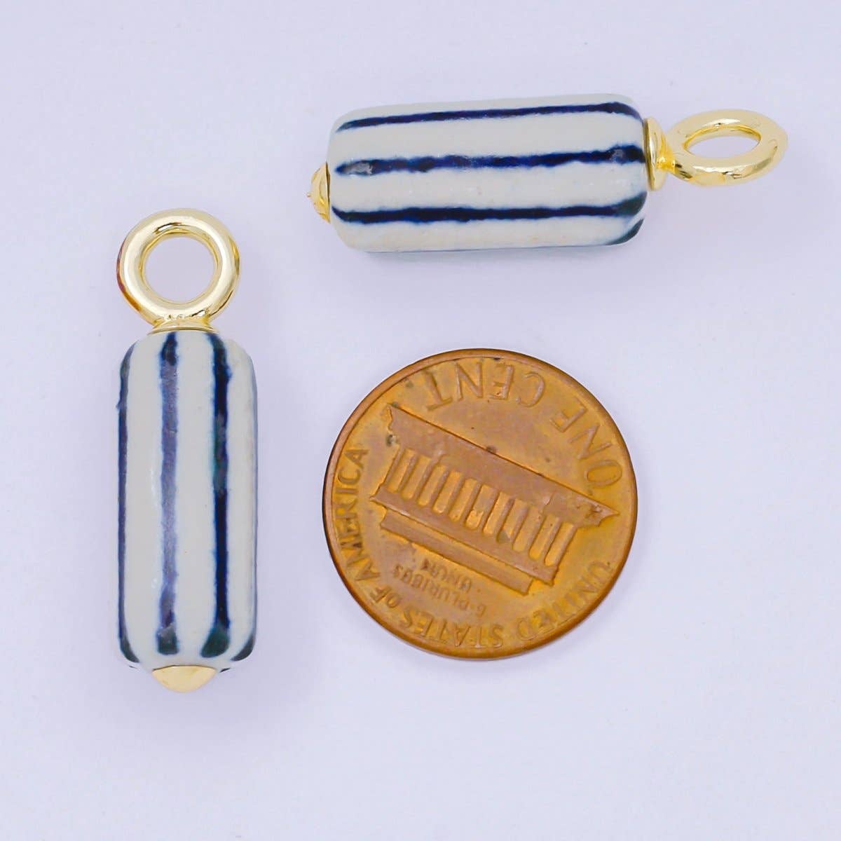 pinstripe porcelain charm