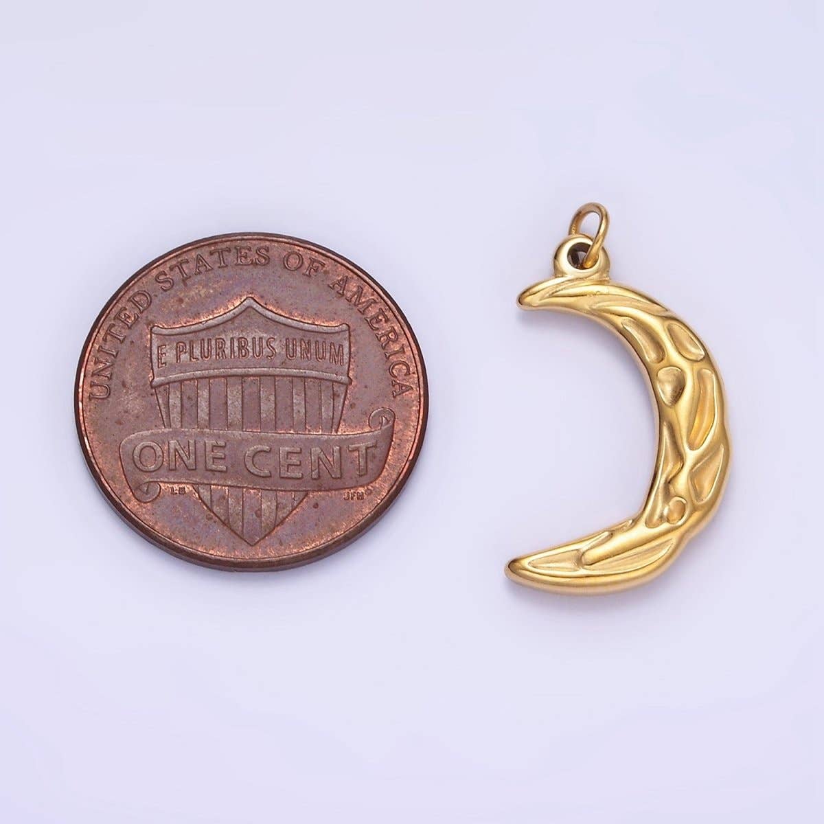 gold hammered moon charm