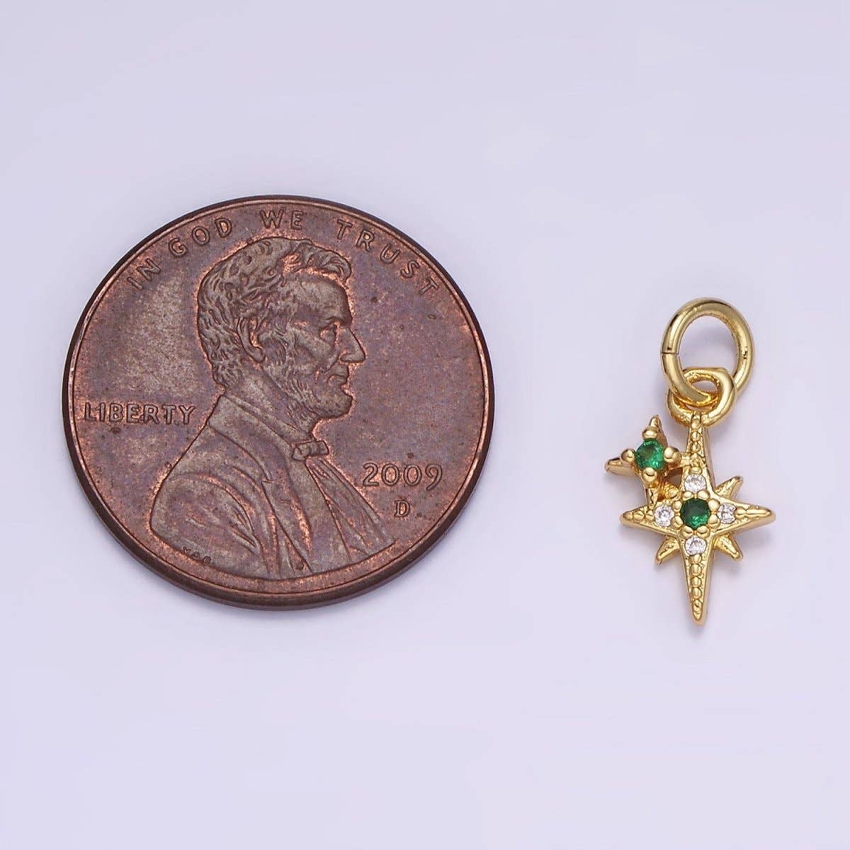 green gem multi-star charm
