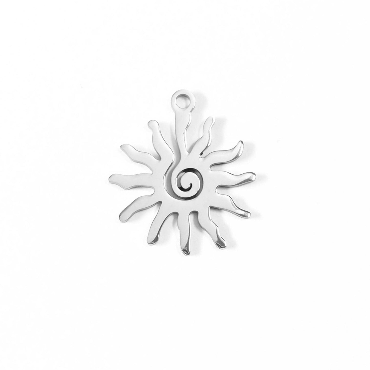 silver spiral sun charm