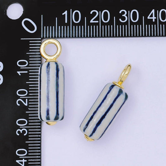 pinstripe porcelain charm