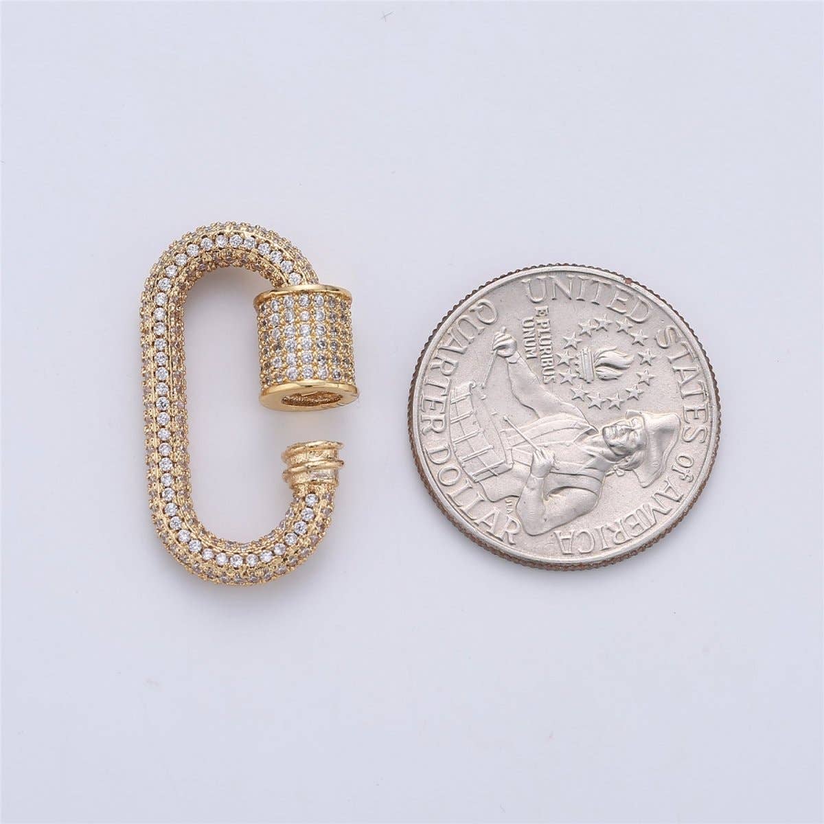 gold micro pave carabiner clasp