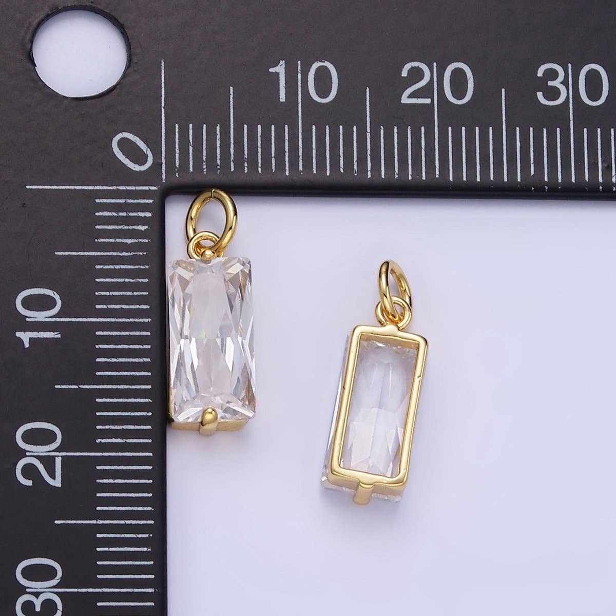 baguette criss cut CZ charm