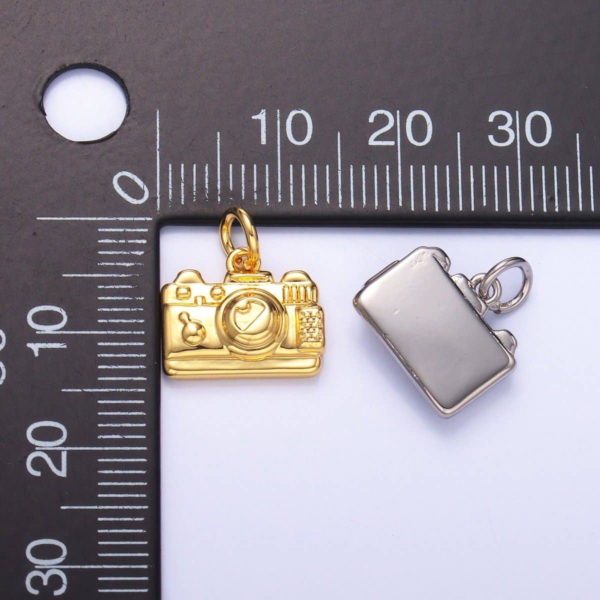 silver camera charm