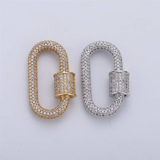 gold micro pave carabiner clasp