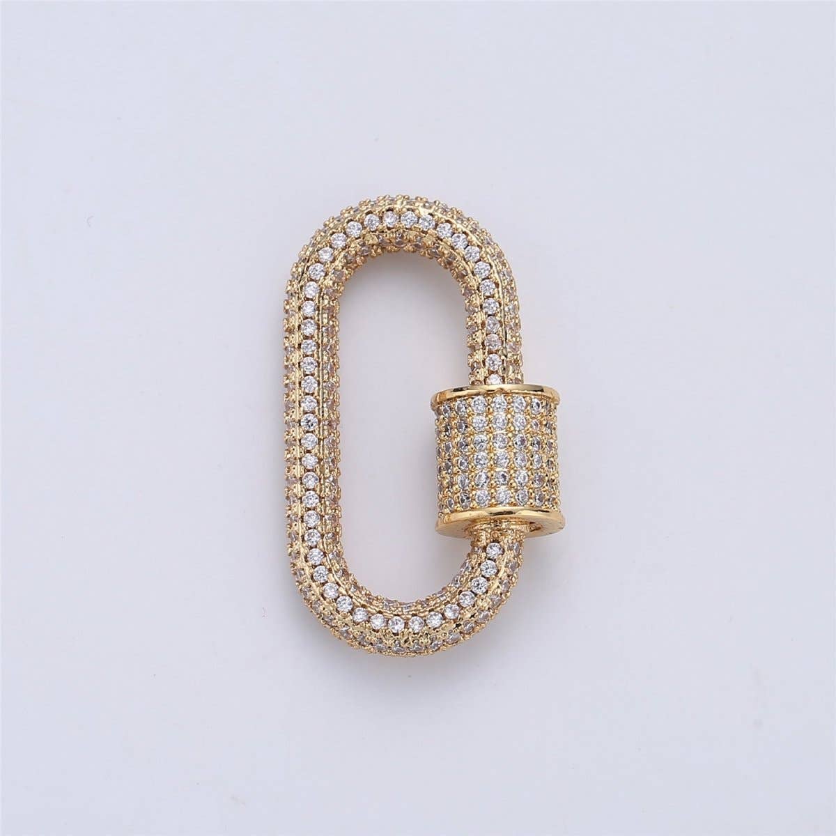 gold micro pave carabiner clasp