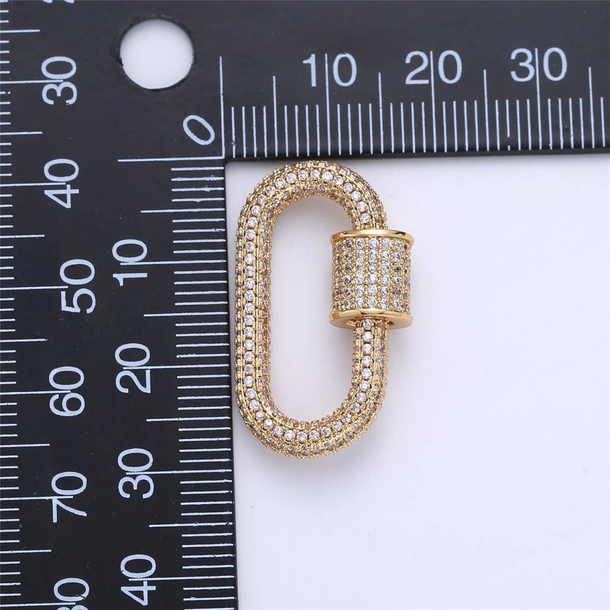gold micro pave carabiner clasp