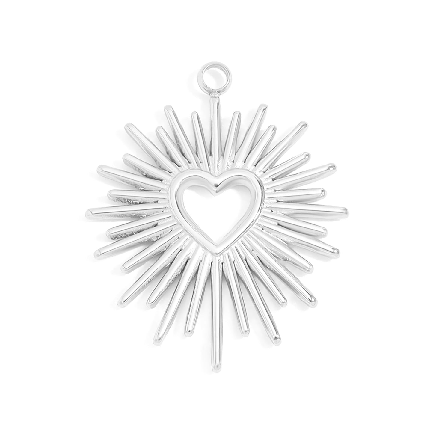silver bursting heart charm