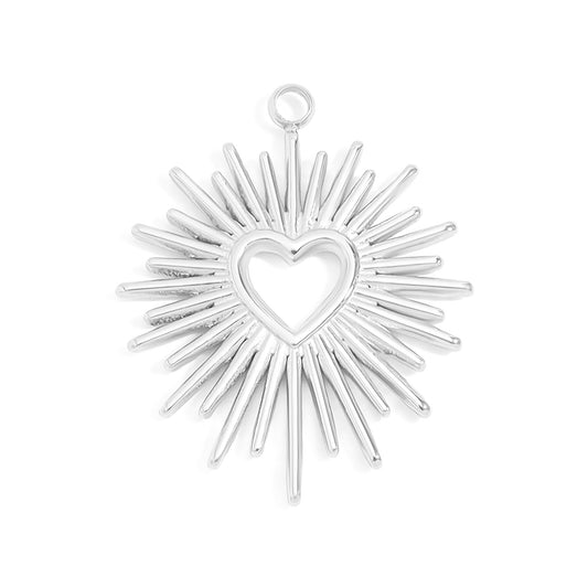 silver bursting heart charm