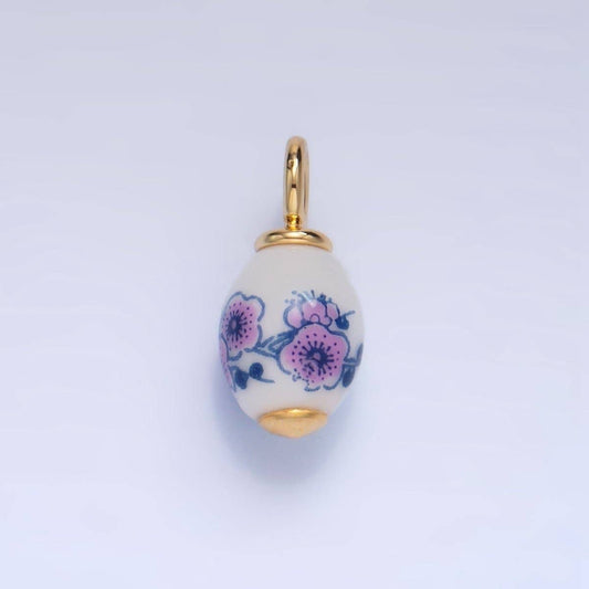 floral ceramic charm