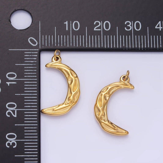 gold hammered moon charm