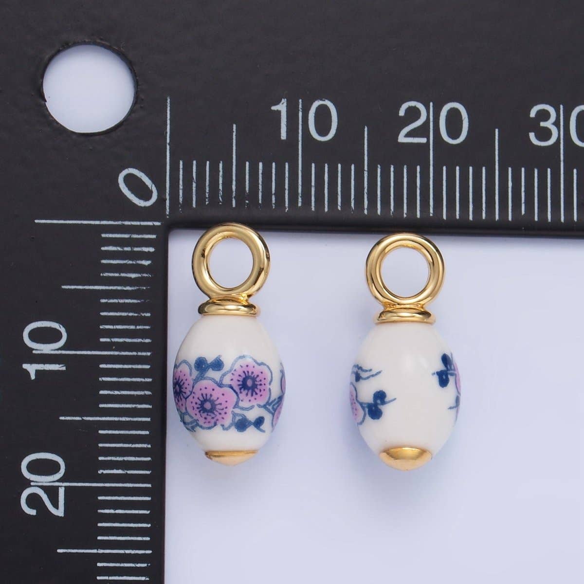 floral ceramic charm