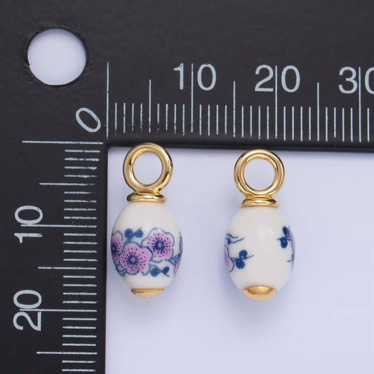 floral ceramic charm