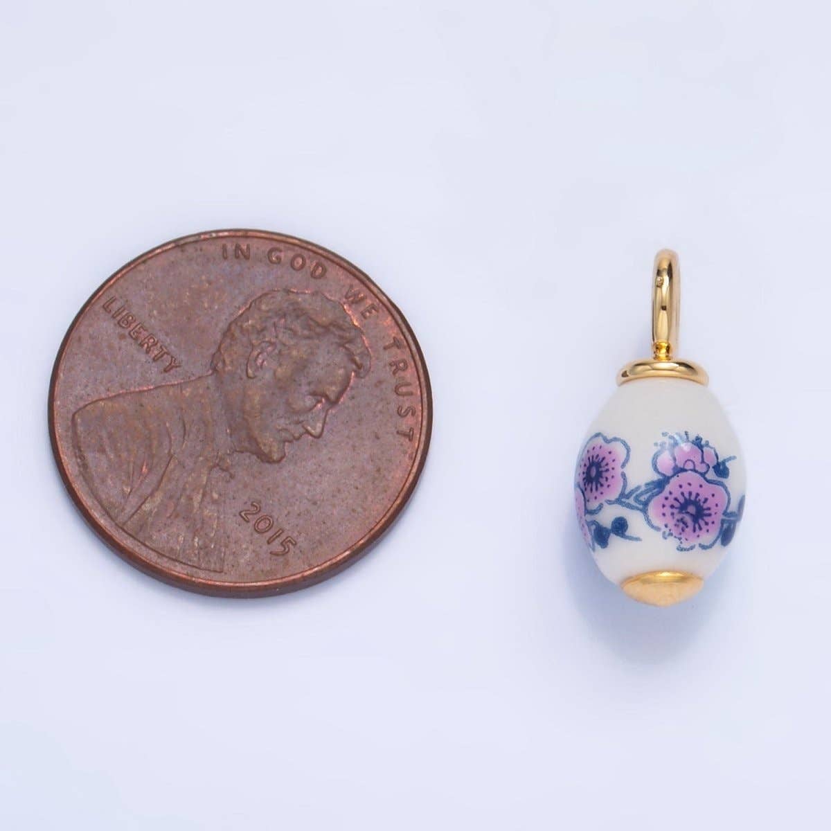 floral ceramic charm