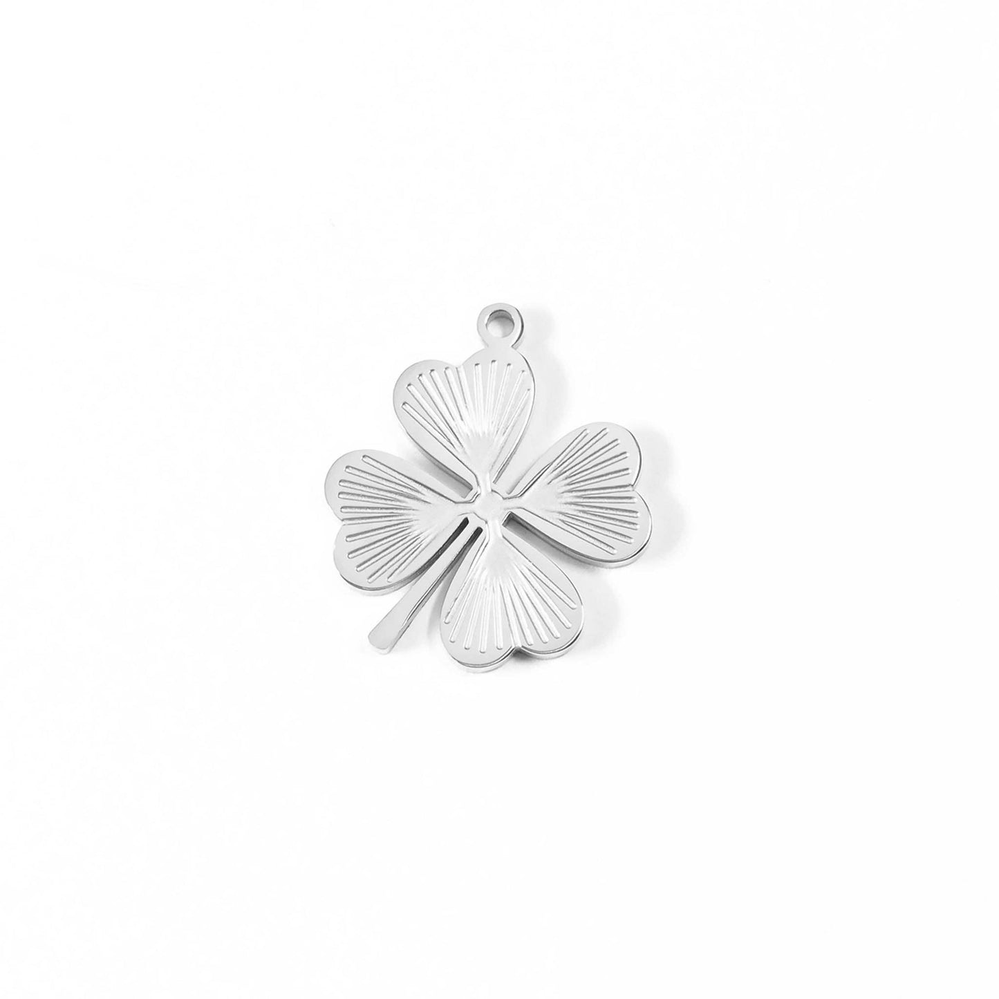 silver four leaf clover charm