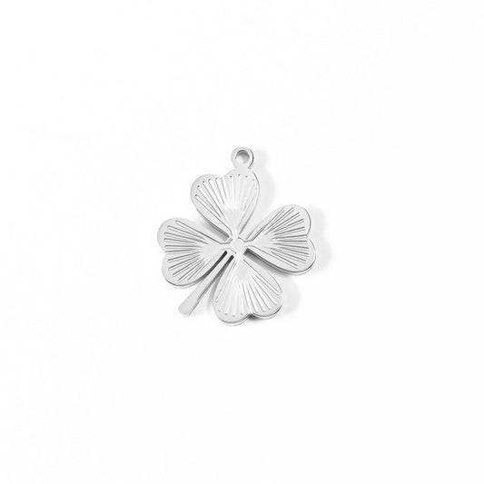 silver four leaf clover charm