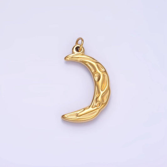 gold hammered moon charm
